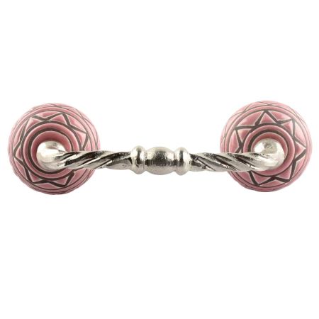 Pink Pattern Etched Ceramic Cut Bridge Handle